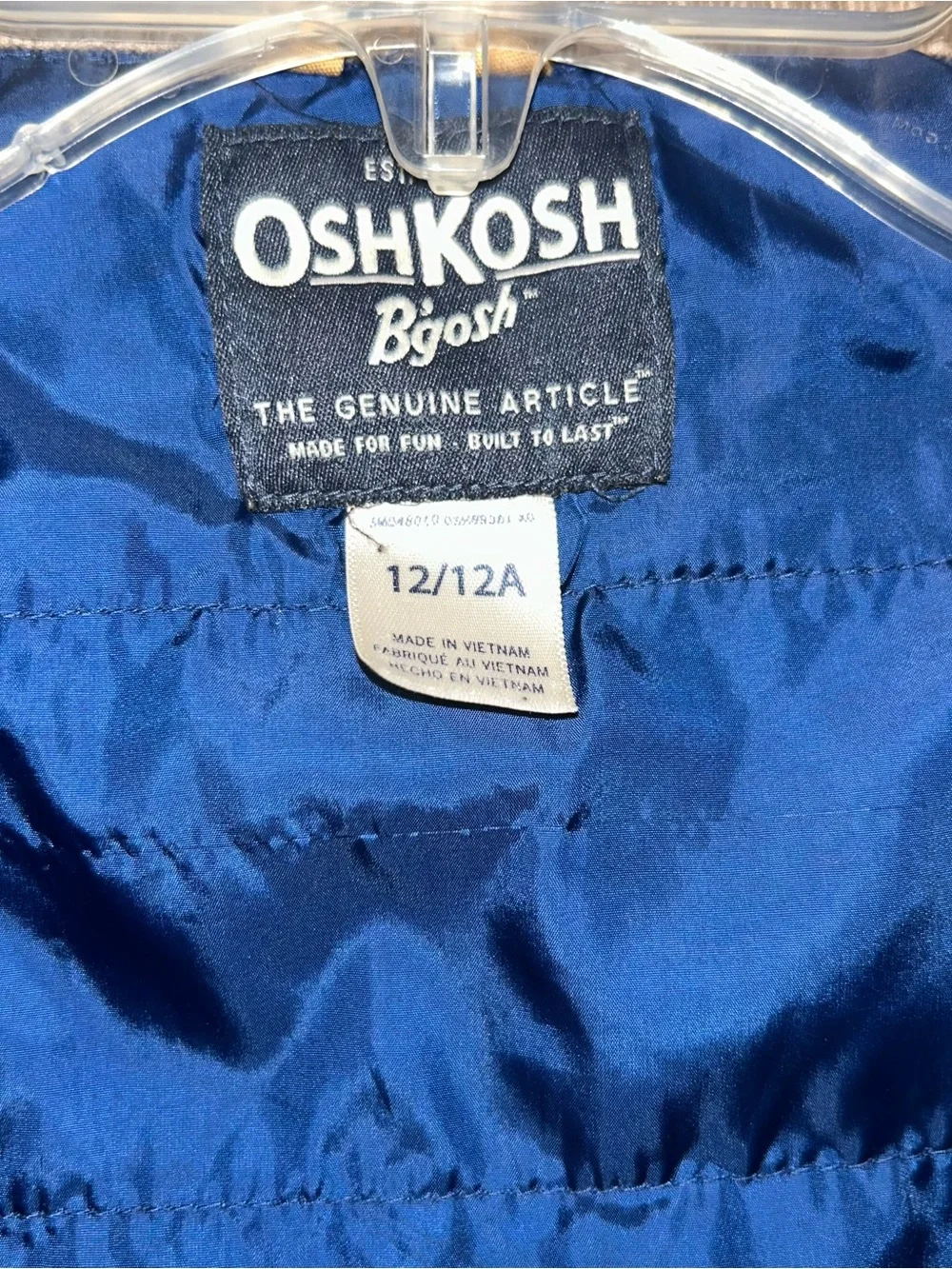 OshKosh B'gosh Khaki Jacket with Navy Lining Boys 12